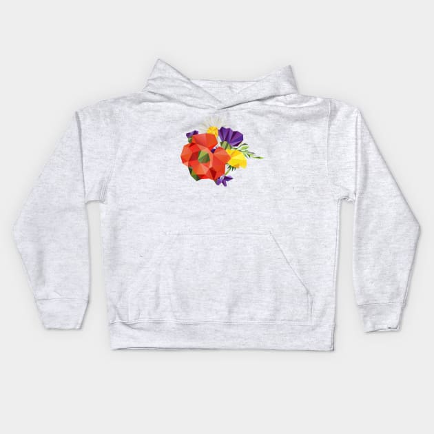 Wild Flowers Bouquet with poppy, thistles, margaret and sow-thistle Kids Hoodie by XOOXOO